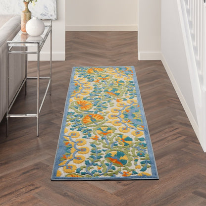 7' X 10' Blue And Gray Indoor Outdoor Area Rug