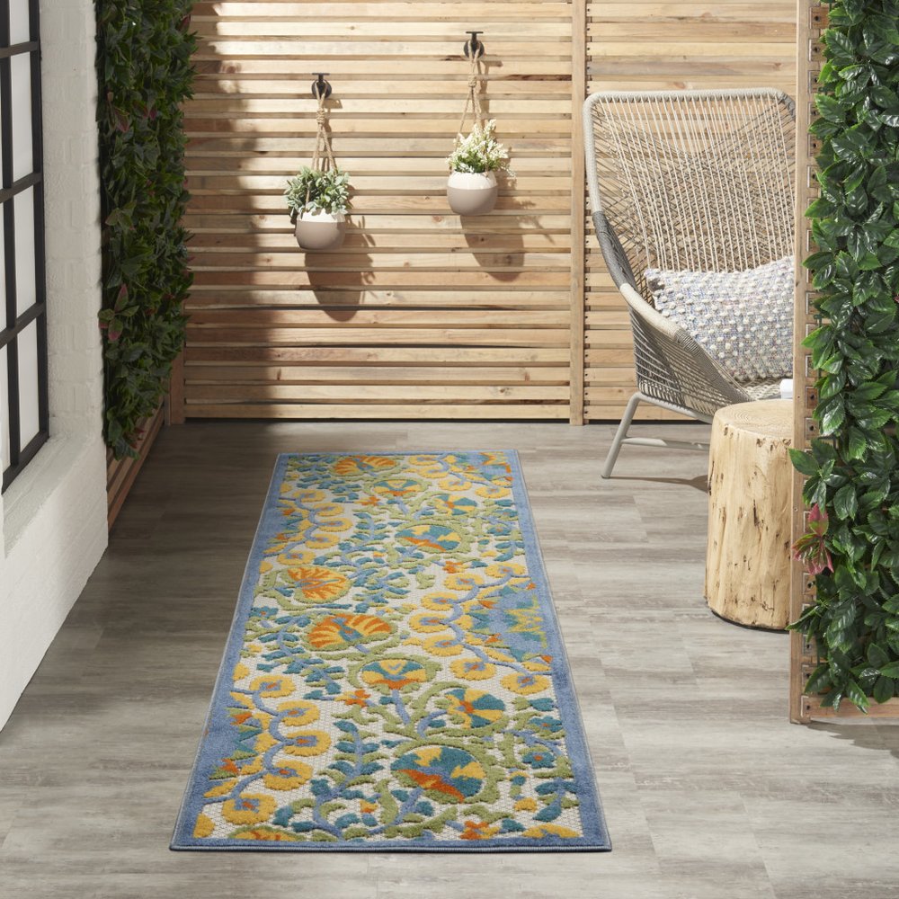 7' X 10' Blue And Gray Indoor Outdoor Area Rug