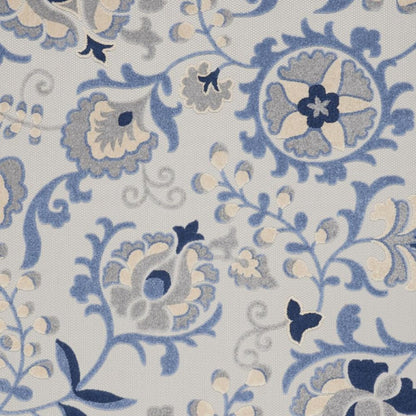 7' X 10' Blue And Gray Indoor Outdoor Area Rug