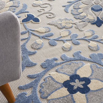 7' X 10' Blue And Gray Indoor Outdoor Area Rug