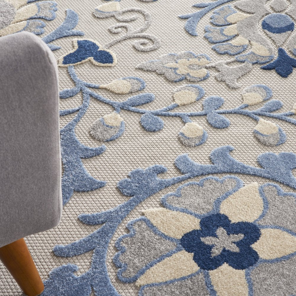 7' X 10' Blue And Gray Indoor Outdoor Area Rug
