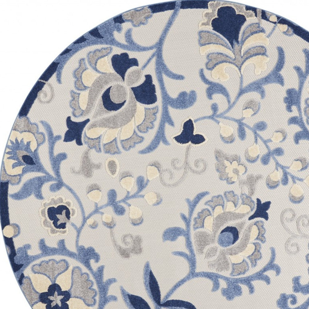 7' X 10' Blue And Gray Indoor Outdoor Area Rug