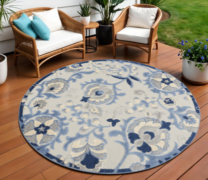 7' X 10' Blue And Gray Indoor Outdoor Area Rug