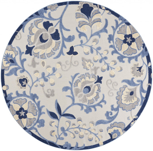 7' X 10' Blue And Gray Indoor Outdoor Area Rug