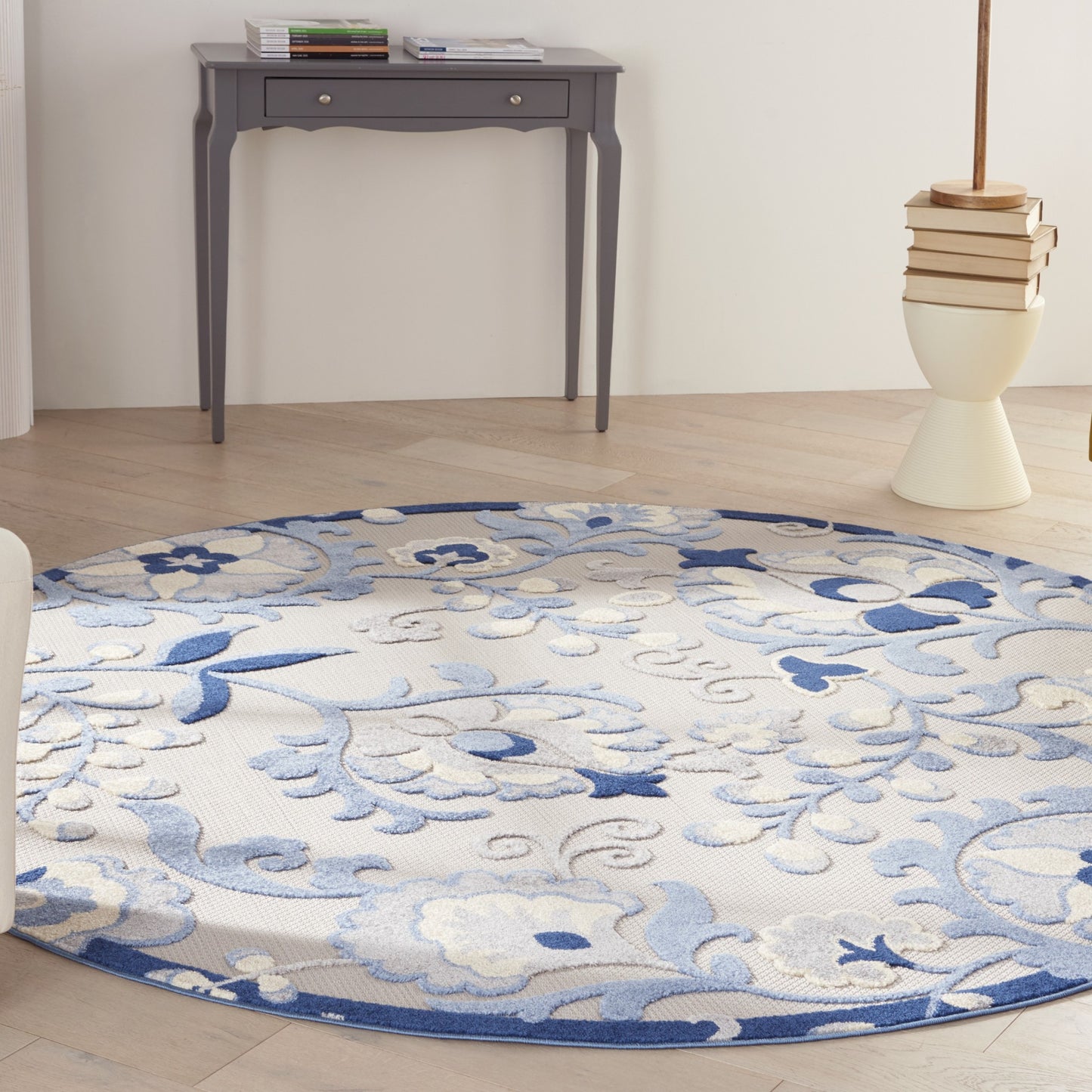 7' X 10' Blue And Gray Indoor Outdoor Area Rug