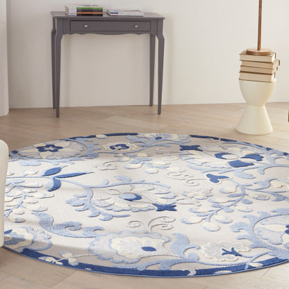 7' X 10' Blue And Gray Indoor Outdoor Area Rug