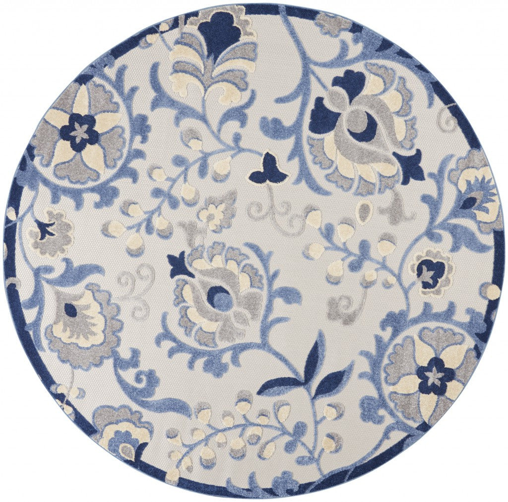 7' X 10' Blue And Gray Indoor Outdoor Area Rug