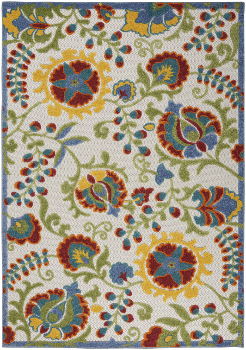 7' X 10' Ivory/Multi Floral Indoor Outdoor Area Rug