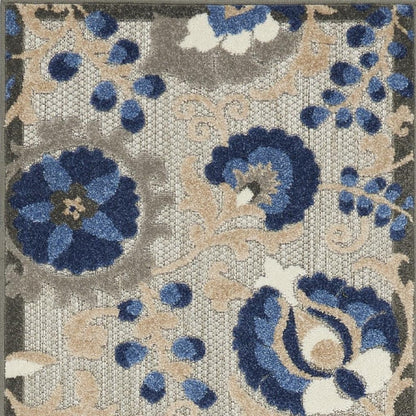 8' X 11' Blue And Gray Indoor Outdoor Area Rug