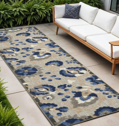 8' X 11' Blue And Gray Indoor Outdoor Area Rug