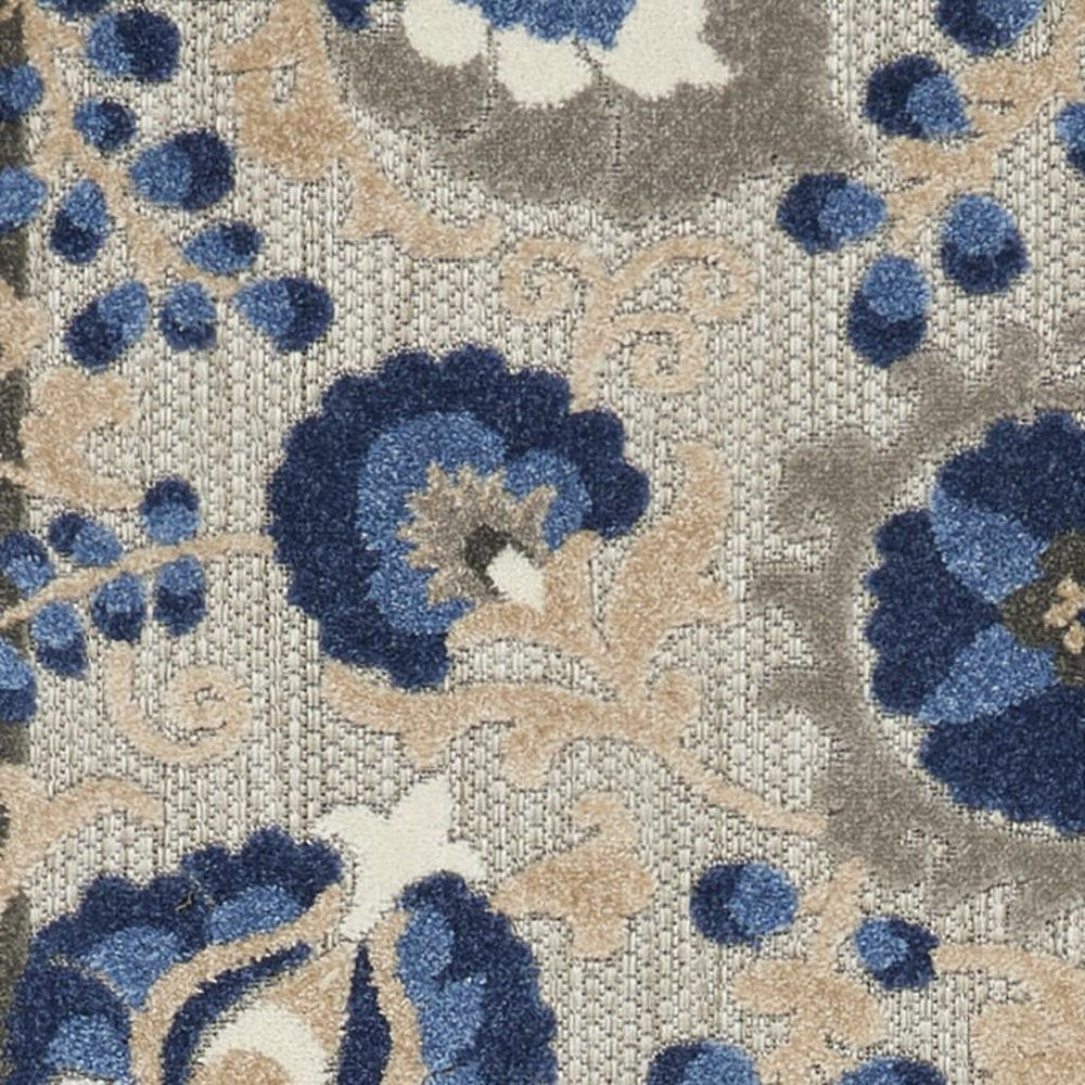 8' X 11' Blue And Gray Indoor Outdoor Area Rug