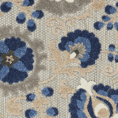 8' X 11' Blue And Gray Indoor Outdoor Area Rug