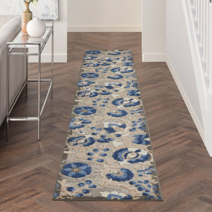 8' X 11' Blue And Gray Indoor Outdoor Area Rug