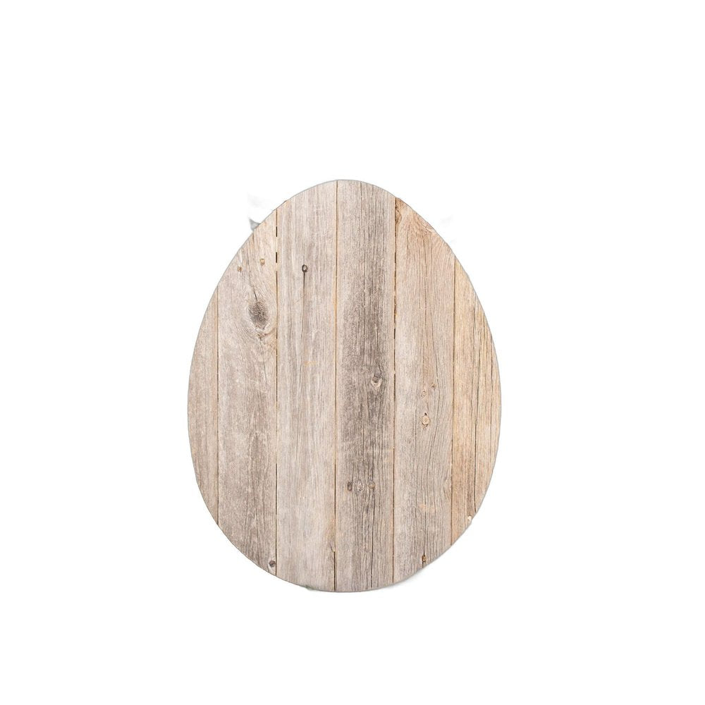 18" X 14" Gray Reclaimed Wood Egg Shaped Wall Decor