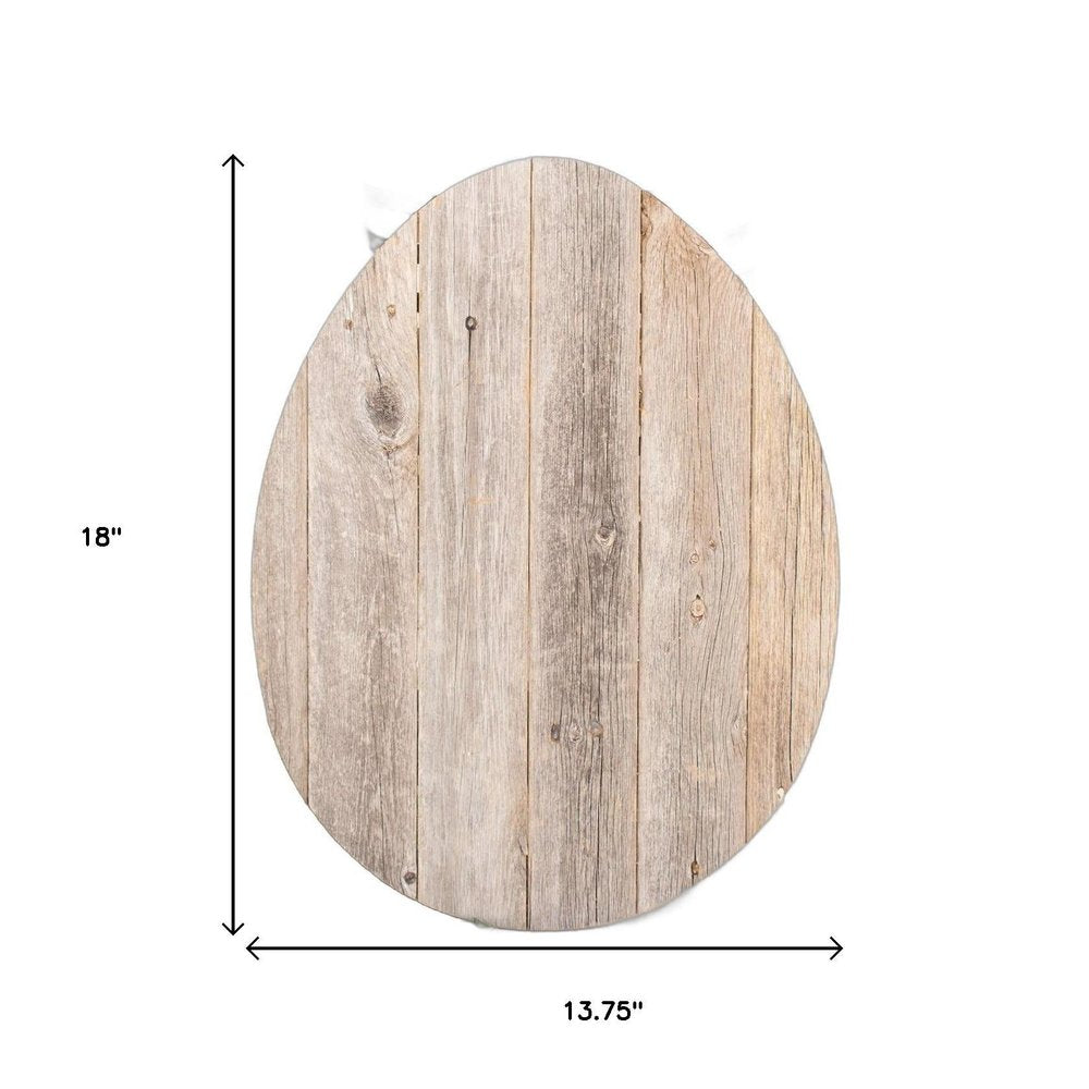 18" X 14" Gray Reclaimed Wood Egg Shaped Wall Decor