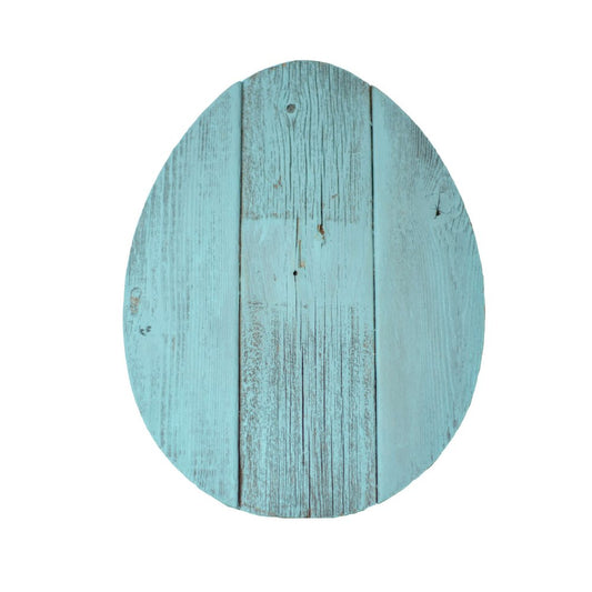 12" X 9" Turquoise Reclaimed Wood Egg Shaped Wall Decor