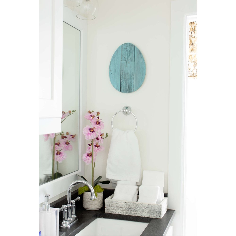 12" X 9" Turquoise Reclaimed Wood Egg Shaped Wall Decor