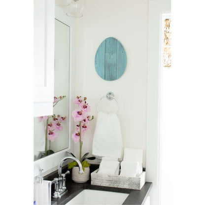 12" X 9" Turquoise Reclaimed Wood Egg Shaped Wall Decor