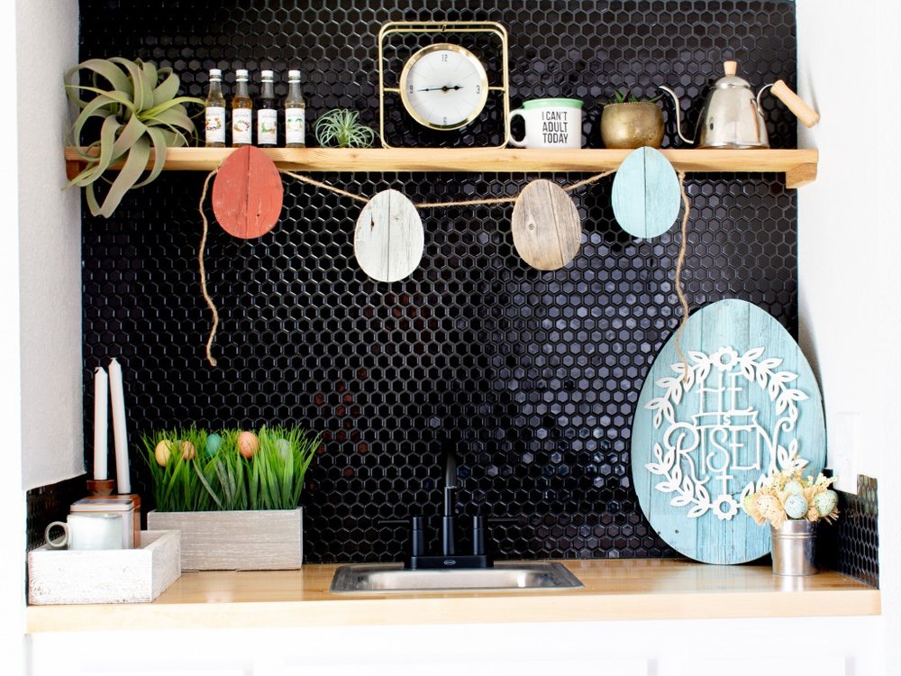 12" X 9" Turquoise Reclaimed Wood Egg Shaped Wall Decor