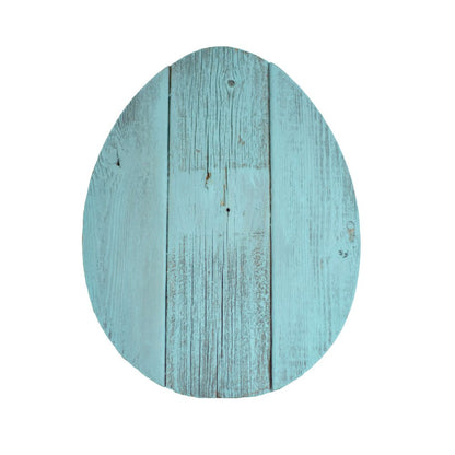 12" X 9" Turquoise Reclaimed Wood Egg Shaped Wall Decor