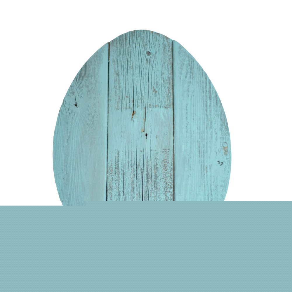 12" X 9" Turquoise Reclaimed Wood Egg Shaped Wall Decor