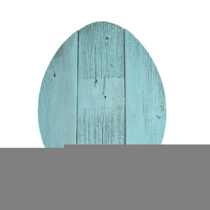 12" X 9" Turquoise Reclaimed Wood Egg Shaped Wall Decor