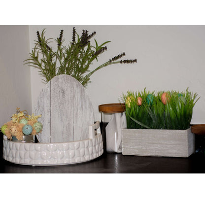 12" X 9" White Easter Solid Wood Hanging Dimensional Sculpture