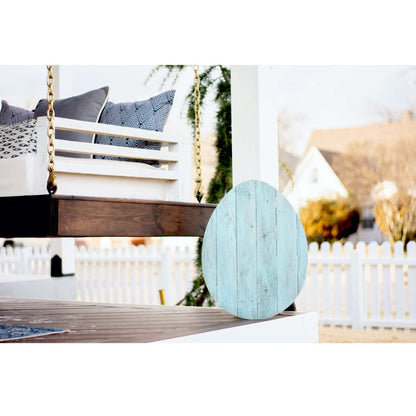 18" X 14" Turquoise Reclaimed Wood Egg Shaped Wall Decor