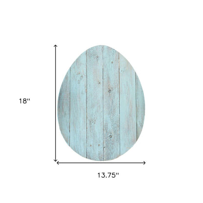 18" X 14" Turquoise Reclaimed Wood Egg Shaped Wall Decor