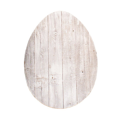 18" X 14" White Reclaimed Wood Egg Shaped Wall Decor