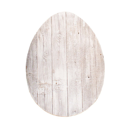 18" X 14" White Reclaimed Wood Egg Shaped Wall Decor