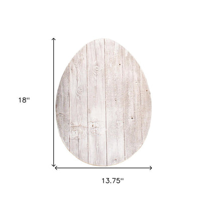 18" X 14" White Reclaimed Wood Egg Shaped Wall Decor