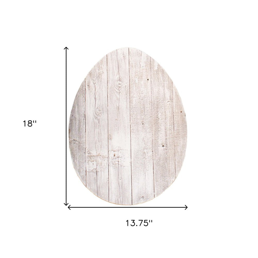 18" X 14" White Reclaimed Wood Egg Shaped Wall Decor