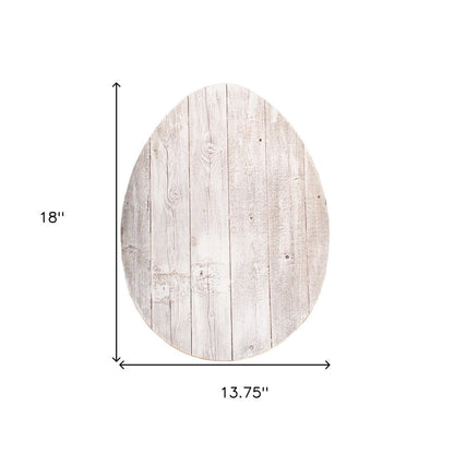 18" X 14" White Reclaimed Wood Egg Shaped Wall Decor