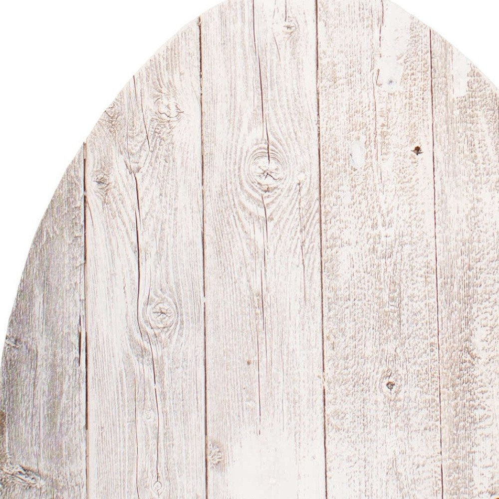 18" X 14" White Reclaimed Wood Egg Shaped Wall Decor
