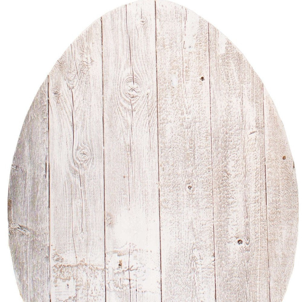 18" X 14" White Reclaimed Wood Egg Shaped Wall Decor