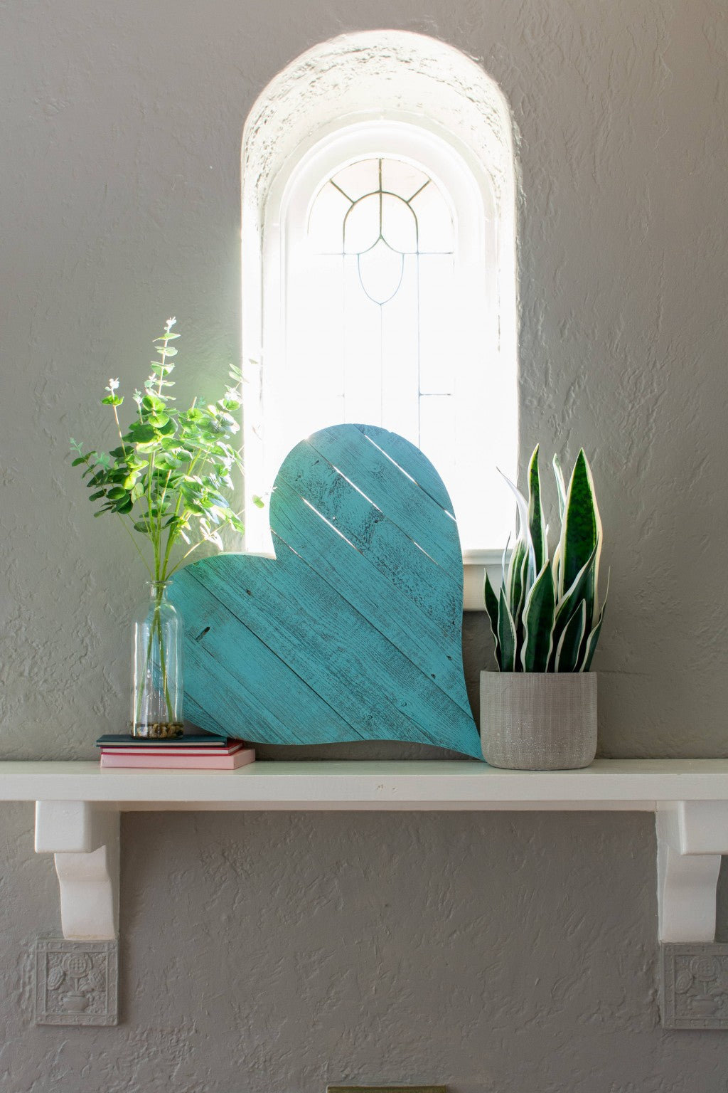 12" Turquoise Reclaimed Wood Heart Wall Decor