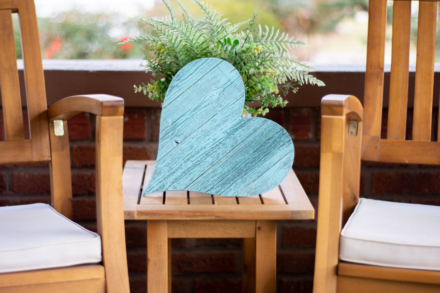 12" Turquoise Reclaimed Wood Heart Wall Decor