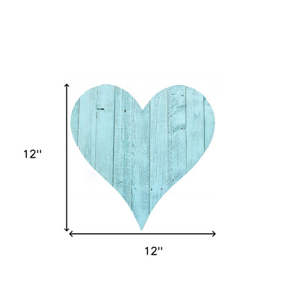 12" Turquoise Reclaimed Wood Heart Wall Decor