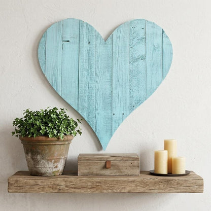 12" Turquoise Reclaimed Wood Heart Wall Decor