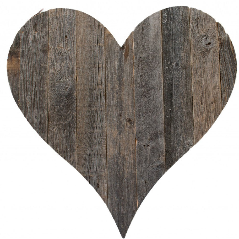 12" Weathered Gray Reclaimed Wood Heart Wall Decor