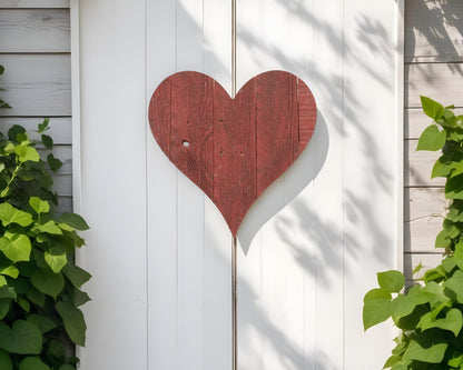 12" Rustic Red Reclaimed Wood Heart Wall Decor