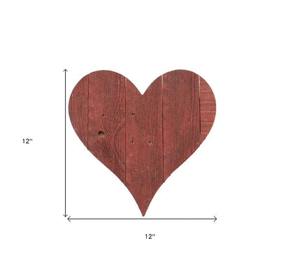12" X 12" Red Wood Heart Hanging Dimensional Sculpture