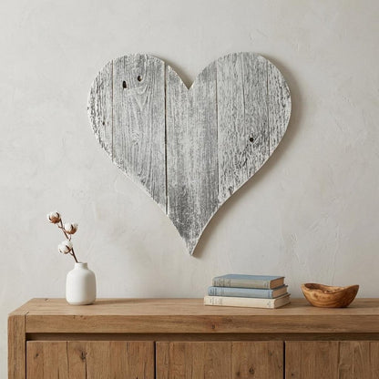 18" Whitewash Reclaimed Wood Heart Wall Decor