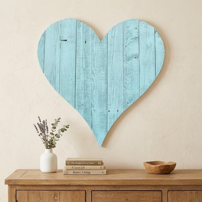 18" Turquoise Reclaimed Wood Heart Wall Decor