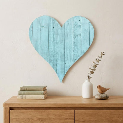 18" Turquoise Reclaimed Wood Heart Wall Decor