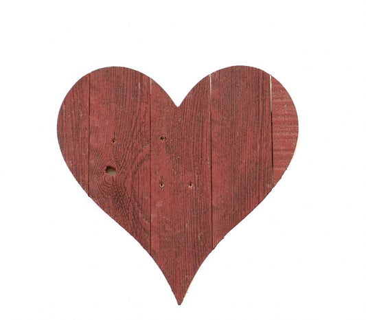 24" X 24" Red Wood Heart Hanging Dimensional Sculpture