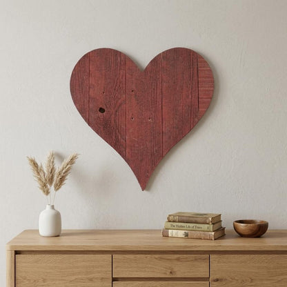 24" Red Reclaimed Wood Heart Wall Decor