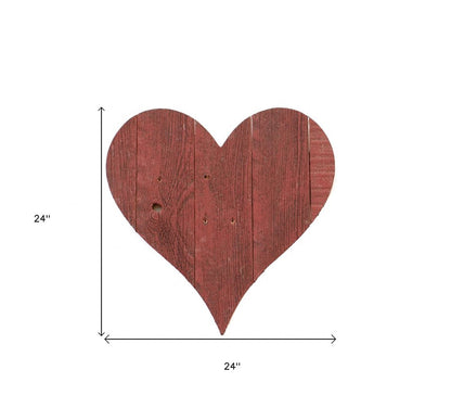 24" X 24" Red Wood Heart Hanging Dimensional Sculpture