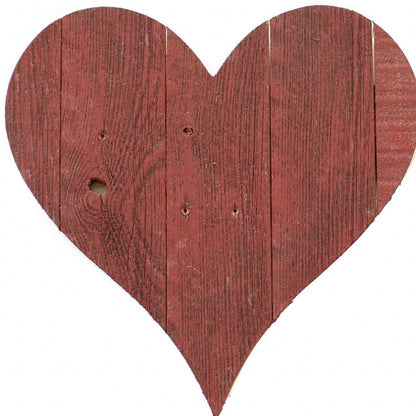 24" X 24" Red Wood Heart Hanging Dimensional Sculpture